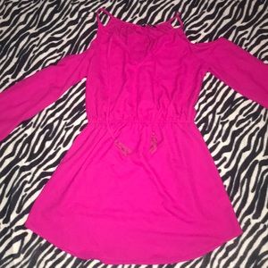 Fuchsia dress cold shoulders & tassels